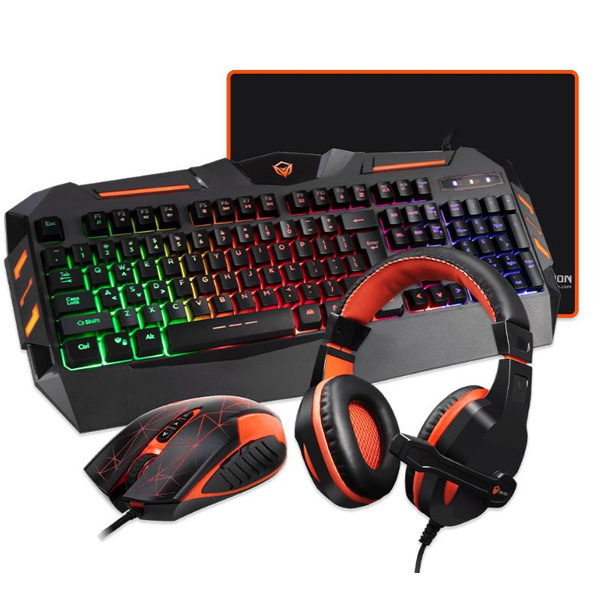 Meetion C500 Combo Gamer - Auriculares, Mouse, Teclado, Mouse Pad / Negro