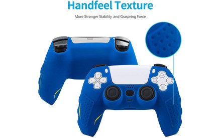 Cybcamo PS5 Controller Grip, antideslizante Comfort Silicona Skin Cover Protector Case para Playstation 5 DualSense Controller con 6 joysticks Caps (Azul)