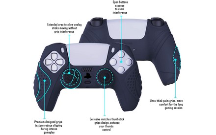 Guardian Edition Midnight Blue - Carcasa de silicona para control PS5, diseño ergonómico y suave