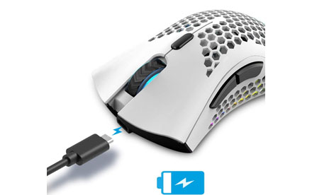 Ratón inalámbrico ligero para videojuegos, 7 botones, DPI ajustable, receptor USB, 2,4 G, inalámbrico, recargable y ergonómico - Accesorios