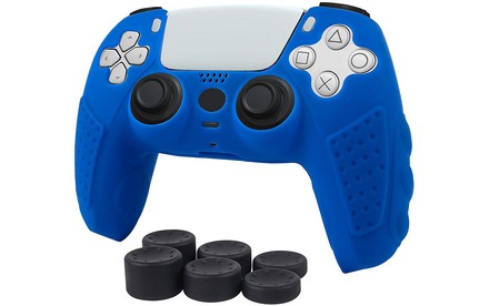 Cybcamo PS5 Controller Grip, antideslizante Comfort Silicona Skin Cover Protector Case para Playstation 5 DualSense Controller con 6 joysticks Caps (Azul)